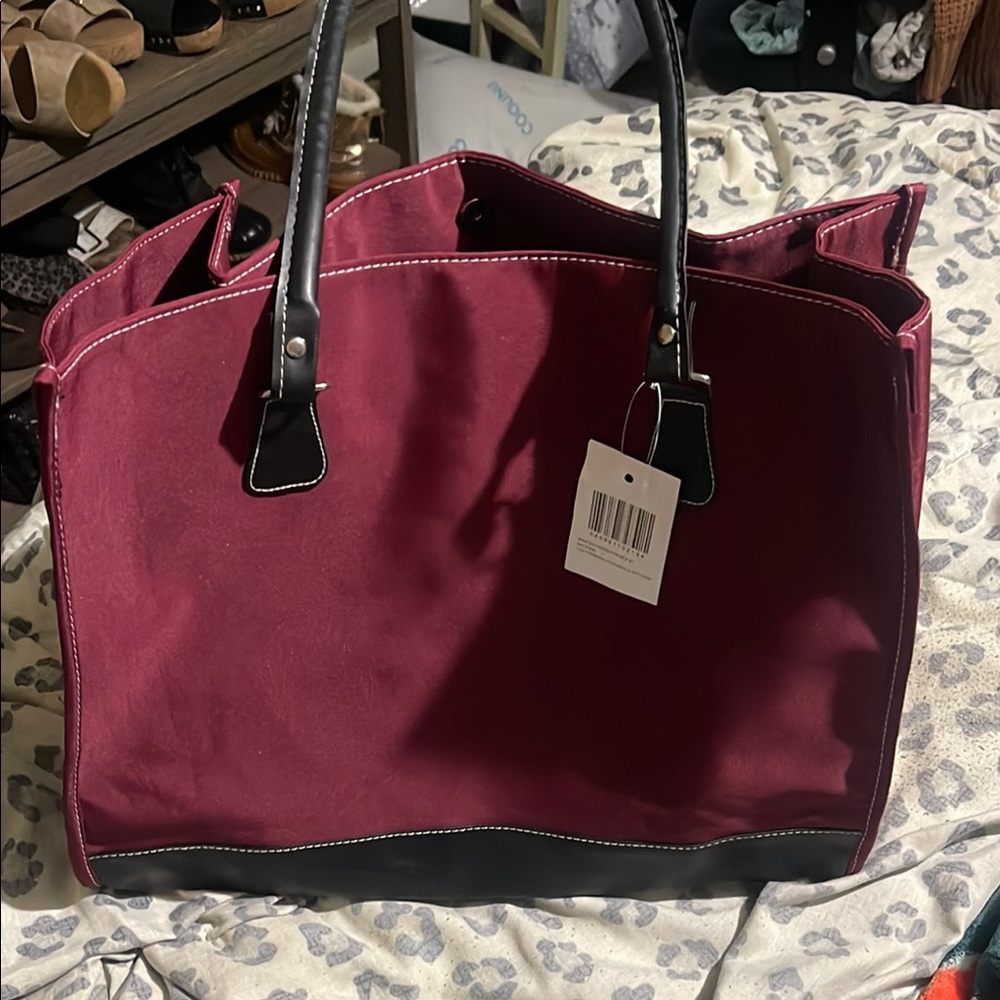 Belk Burgundy and Black Tote Bag